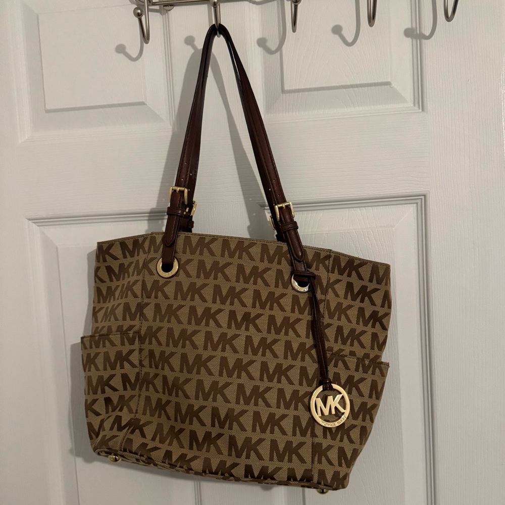Michael Kors Tan and Brown Logo Tote